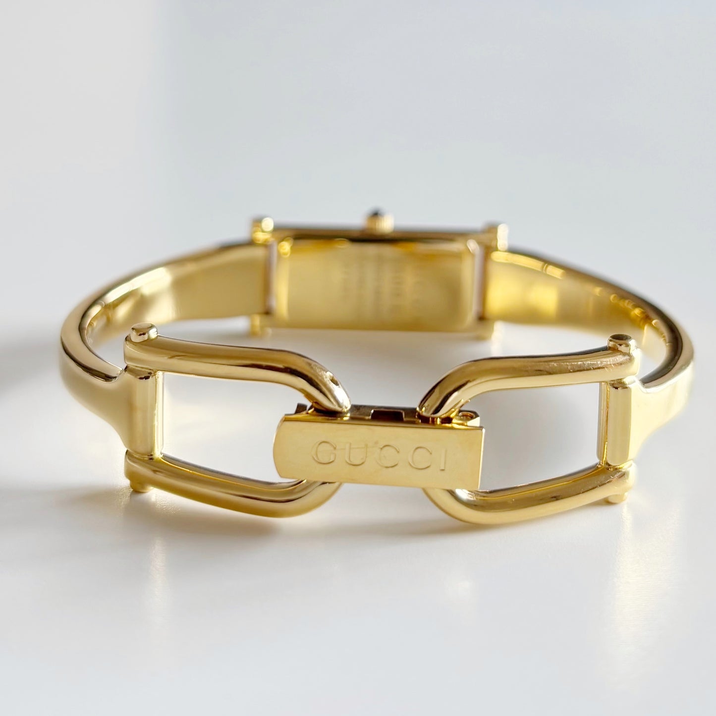 Gucci 1990s Seashell Dial Gold Plated Bangle Watch