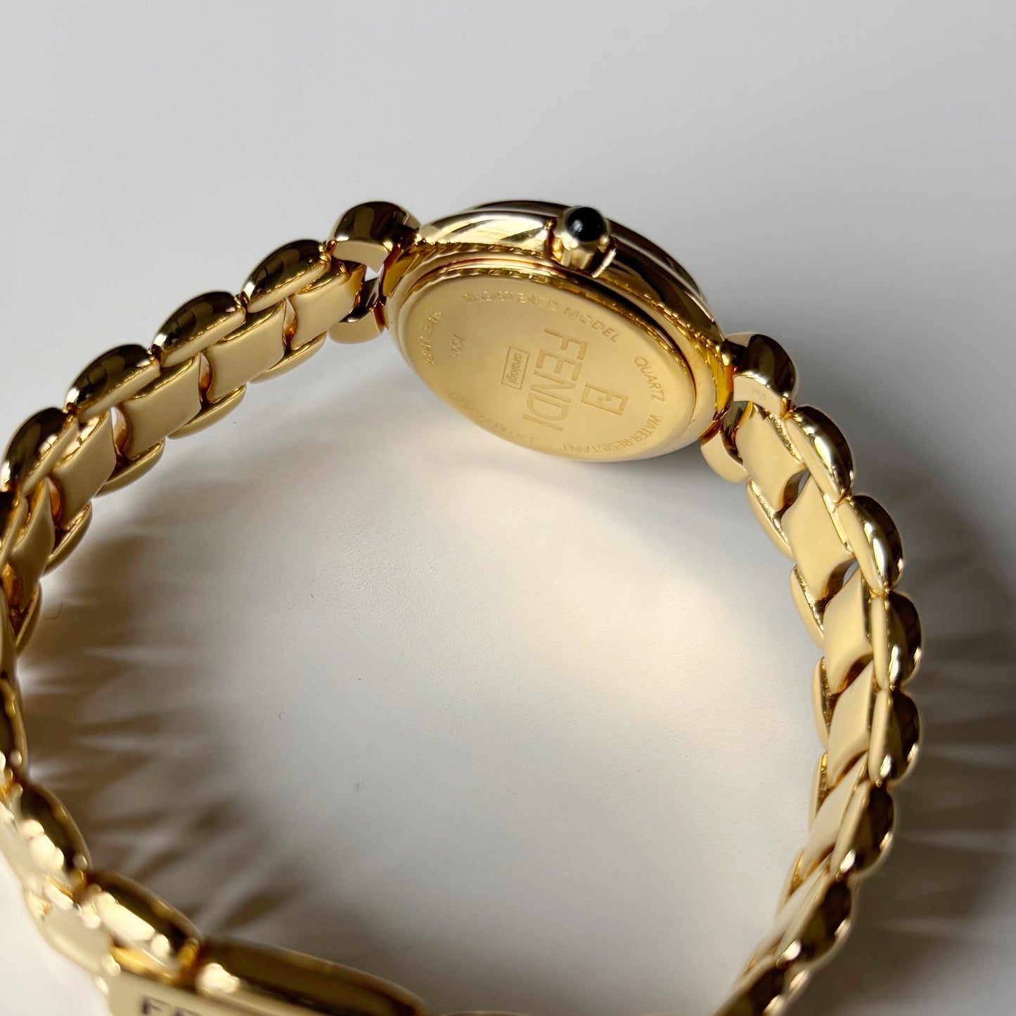 Fendi 1990s Seashell Dial Gold Plated Watch