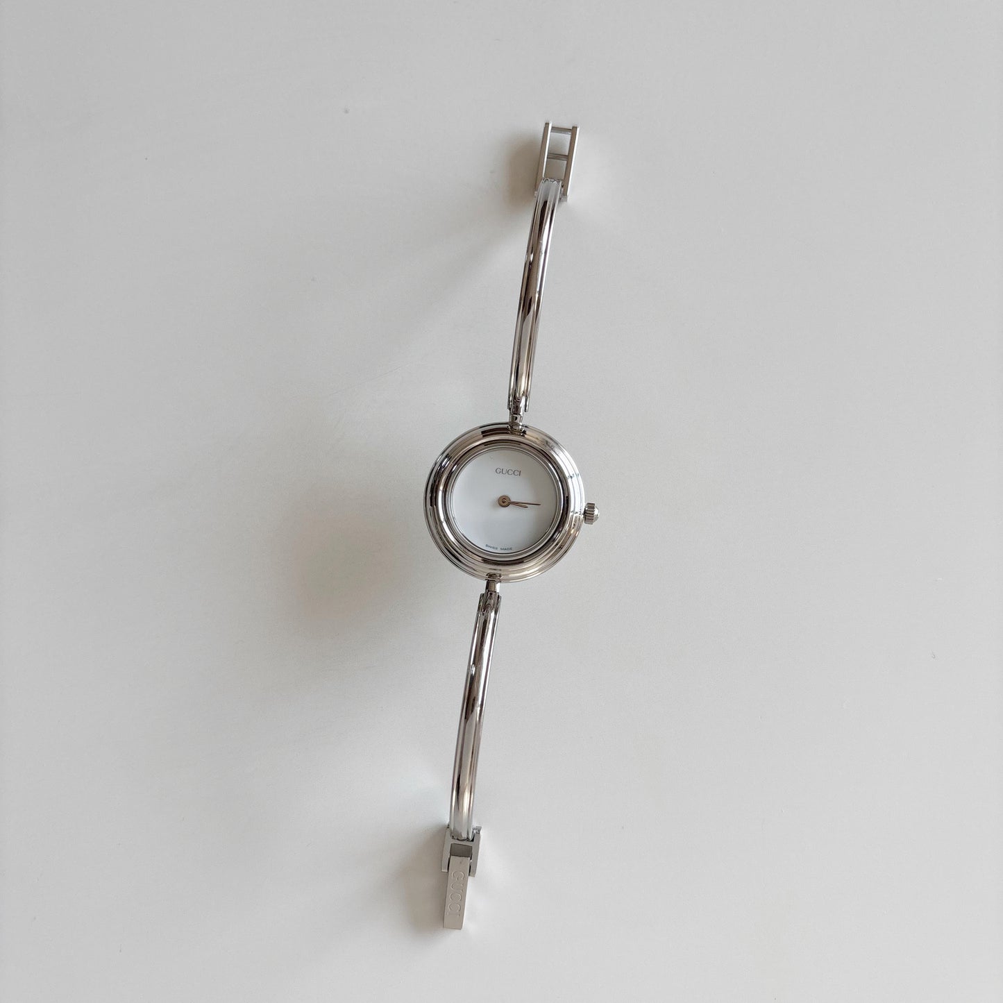 Gucci 1990s Interchangeable Bezel Stainless steel Bangle Watch with 12 bezels, case (Small)