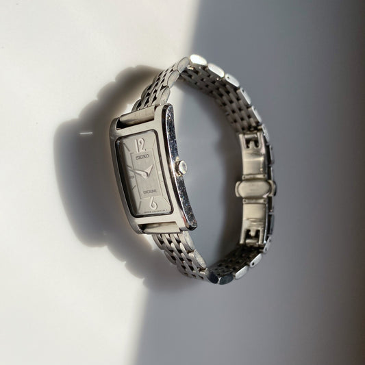 Seiko Exceline Stainless Steel Silver Rectangular Watch