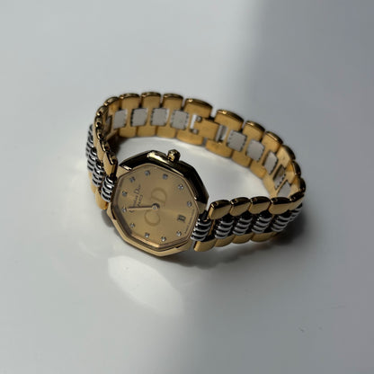Dior 1990s Octagon Dial Two Tone Gold Plated Watch