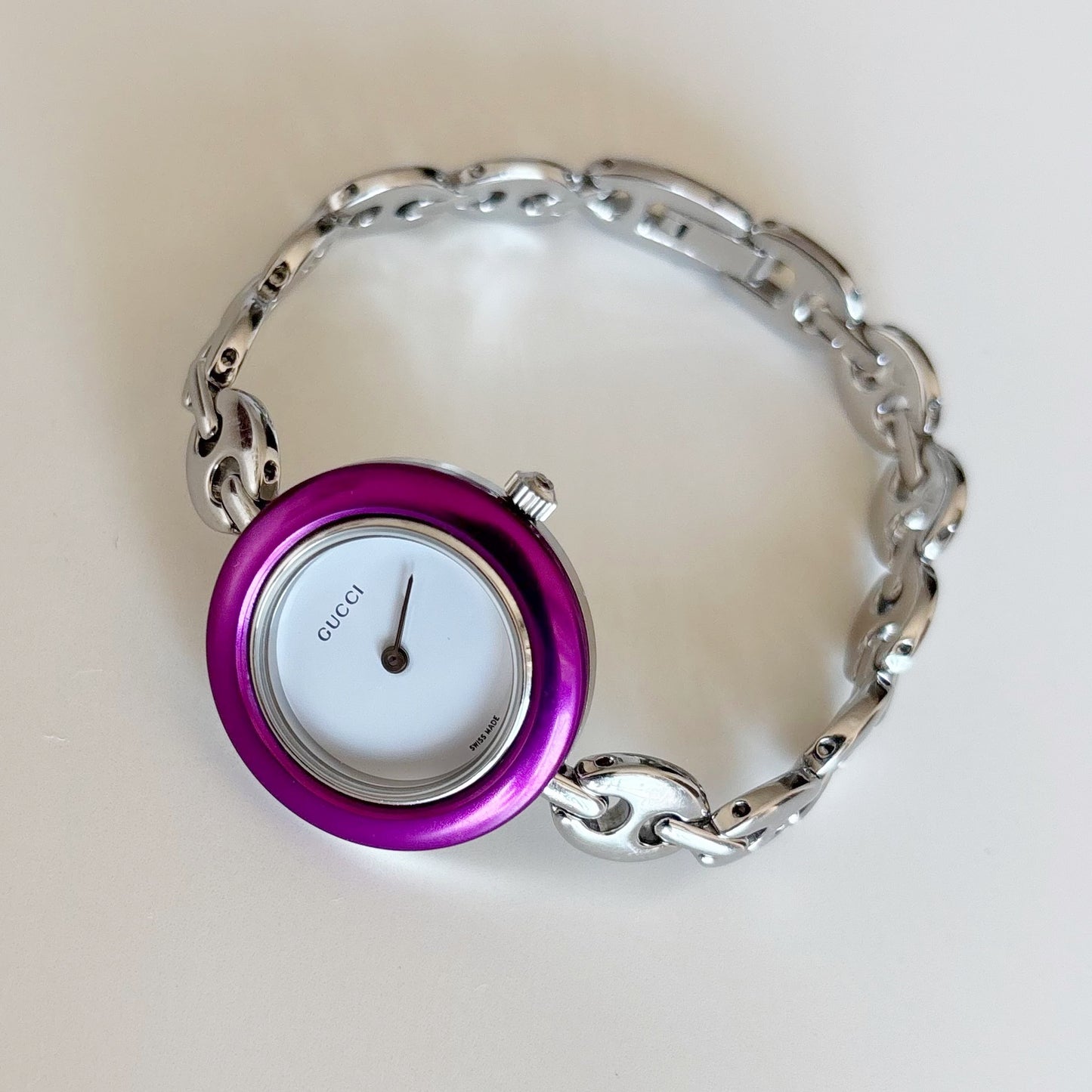 Gucci 1990s Interchangeable Bezel Stainless steel Watch with 6 bezels, case (165mm)