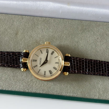 Gucci 1990s Sherry Round Dial Gold Plated Watch